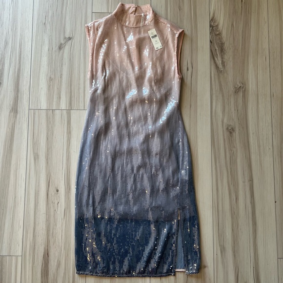 Anthropologie Cap-Sleeve Mock-Neck Slim Midi Dress 0 Petite NWT - Picture 6 of 15